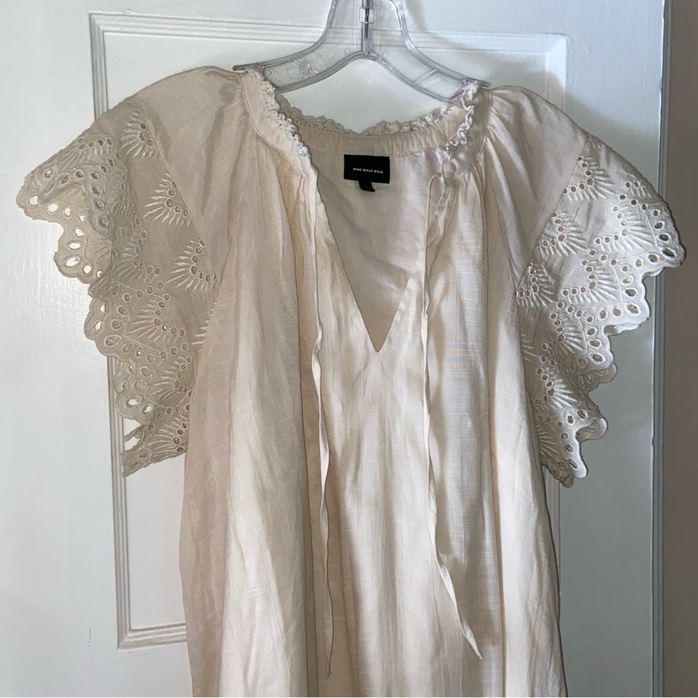 Who What Wear Eyelet Cream Dress L EUC